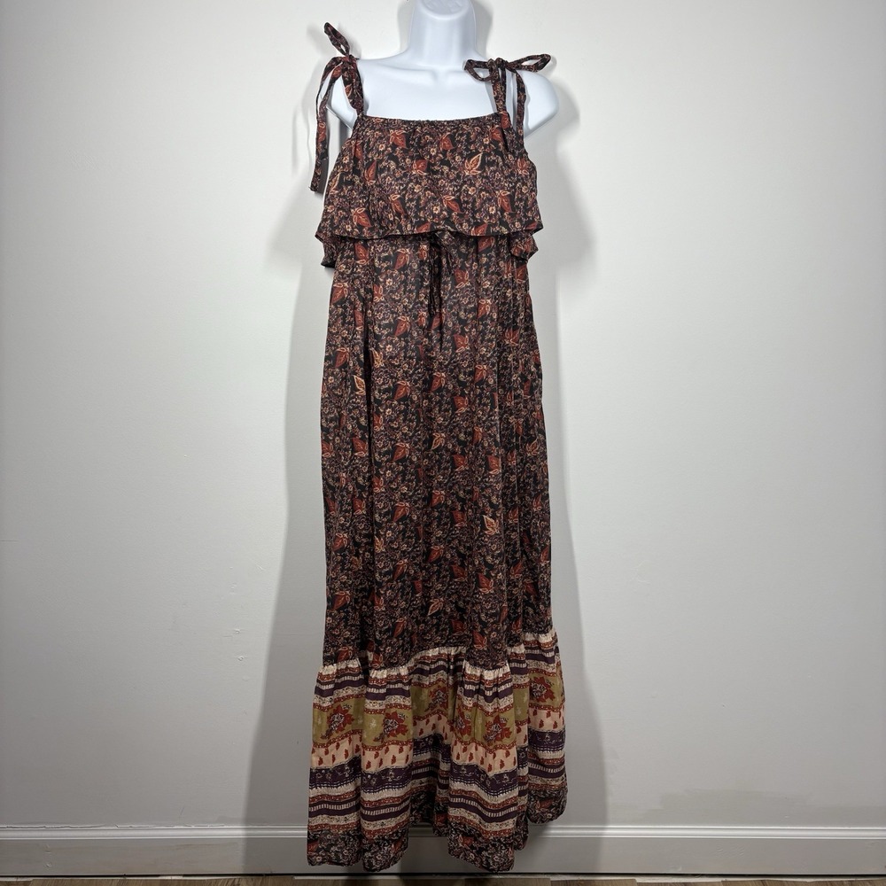 Free People Women Tangier Babydoll Floral Maxi Dress Size M Boho Festival Hippie - Picture 1 of 7
